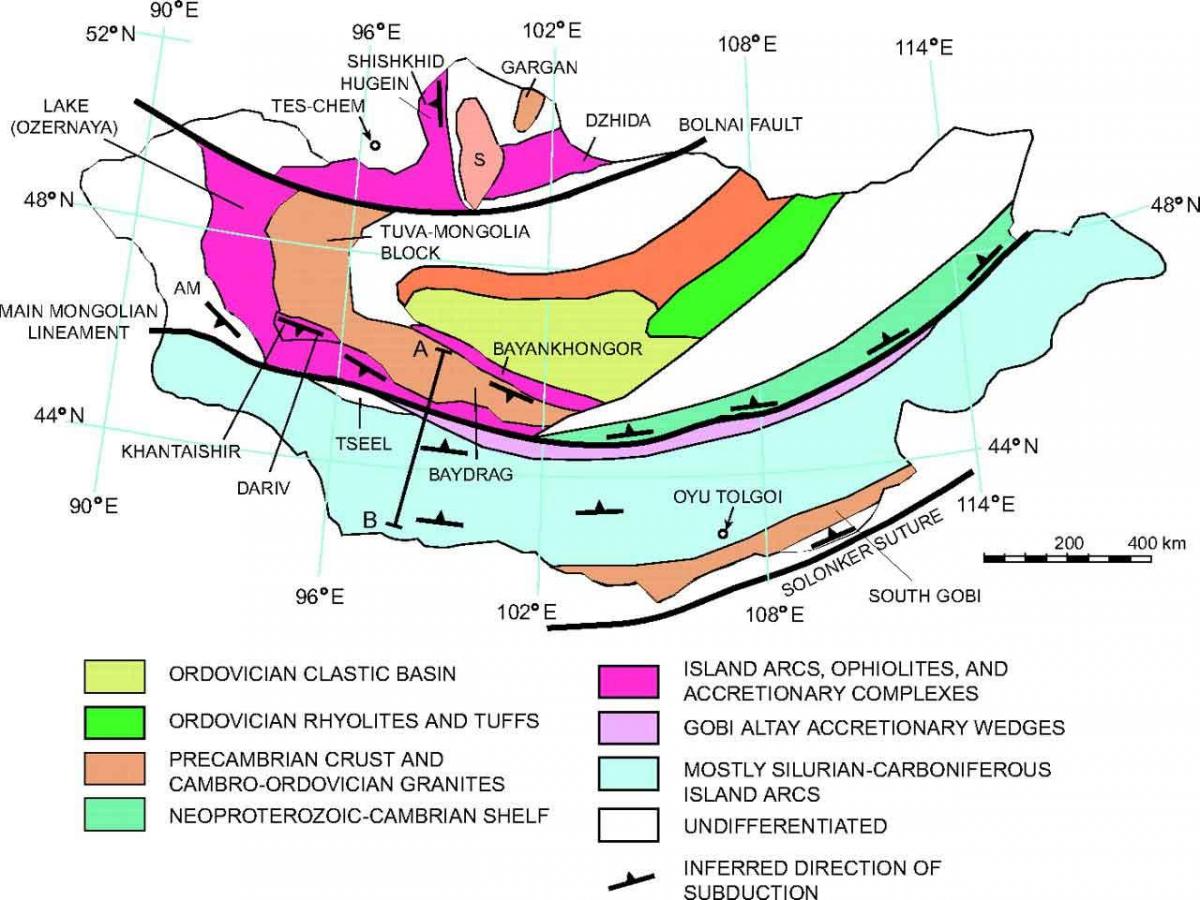რუკა გეოლოგიური რუკა მონღოლეთის