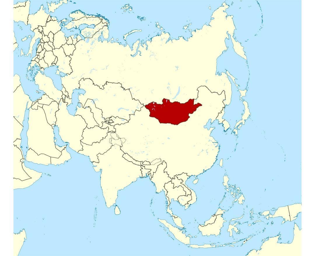 მდებარეობა მონღოლეთის მსოფლიო რუკა