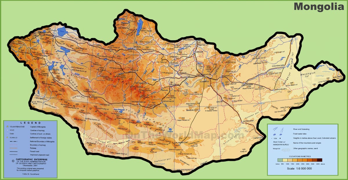 მონღოლეთის მდებარეობა რუკაზე
