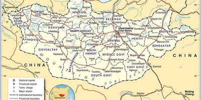 მონღოლეთის ტურისტული რუკა