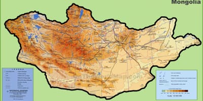 მონღოლეთის მდებარეობა რუკაზე